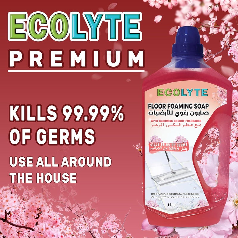 ECOLYTE+ Premium Floor Foaming Soap - Blooming Cherry 1L - Image 4
